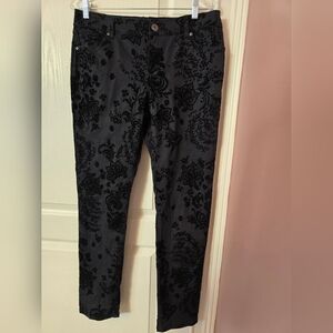 INC International Concepts Black Floral Jeans Size 10